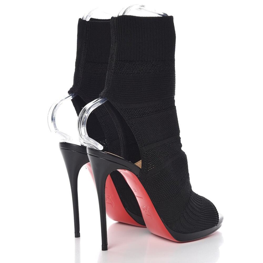Christian Louboutin NIB Cheminene 120 Black Open Toe Sock Boots Heels 39 - Picture 5 of 10